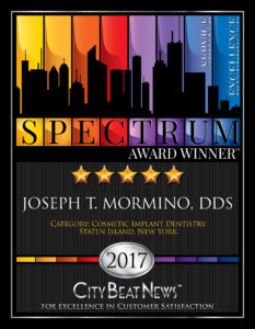 Five-Star 2017 City Beat News Award winner, Joseph T. Mormino, DDS, plaque